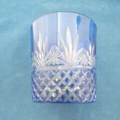 江戸切子 ロックグラス ペアセット ブルー 口径8cm 高さ9cm ペアグラス 切子グラス 札幌 西岡店の画像