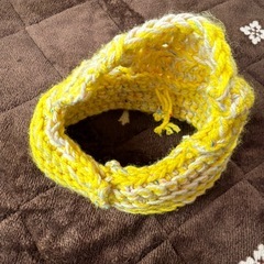 犬用ポンポン付きニット帽 黄色の画像