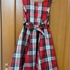 120 ボレロ付きワンピース　赤チェック　の画像