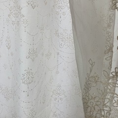 2重　刺繍カーテン　ホワイト　白　100×180 2枚　の画像