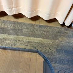 木製 ローテーブル ガラス付き 和風 座卓の画像