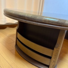 木製 ローテーブル ガラス付き 和風 座卓の画像