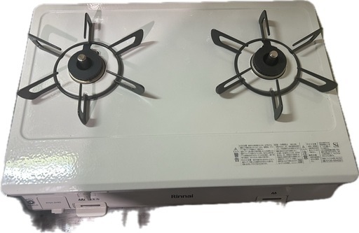 Rinnai 2バーナーガスコンロ ホワイト都市ガス強火力左側 (thom) 赤坂