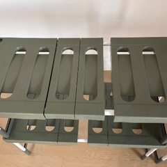 幅が変えられるラック　カーキ色　4個セット　高さ2種類の画像