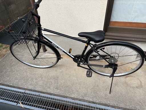 シティサイクル ブラック 前カゴ付き シマノ製変速機 (釣り狂い