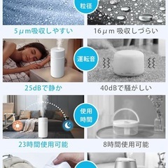 加湿器 小型 卓上 【TYPE-C給電式 ＆ 2段階ミスト】の画像