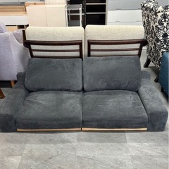 ローソファ 2人掛け 布  ファブリック グレーの画像