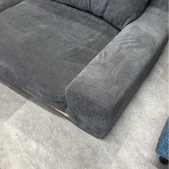 ローソファ 2人掛け 布  ファブリック グレーの画像