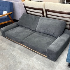 ローソファ 2人掛け 布  ファブリック グレーの画像