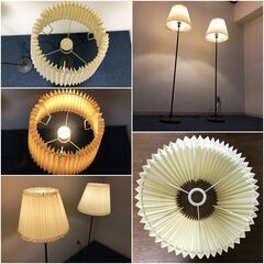 イケア ANGLAND フロアランプ2台セット LED電球・取説付 IKEAテキスタイルランプシェード照明器具　フロアスタンド 点灯確認済みの画像