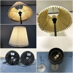 イケア ANGLAND フロアランプ2台セット LED電球・取説付 IKEAテキスタイルランプシェード照明器具　フロアスタンド 点灯確認済みの画像
