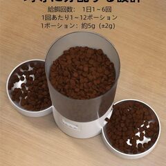 自動給餌器 2匹 猫 用 4.2L タイマー式 自動えさやり器 分量調整 音声録音 デュアル電源 お手入れ簡単 多頭飼い ペット給餌器 (透明+White, ステンレス製ダブルボウル)の画像