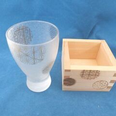 未使用品 石塚硝子 プレミアム丸紋枡酒グラス アデリア グラス×1 枡×1 冷酒グラス 日本酒グラス 枡酒 札幌 西岡店の画像