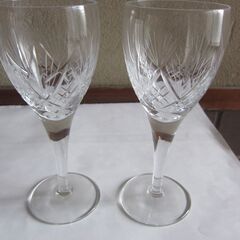 J.G.Durand製クリスタルワインペアグラス&HOYAクリスタルペアワイングラスの４点セット　未使用の画像