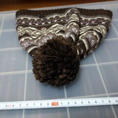 スマートウール　ニット帽　茶色　ブラウン　ポンポンつきの画像