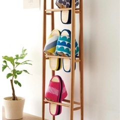 天然木オーク/スリッパラックの画像