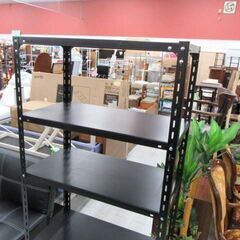 スチールラック 5段 幅88×奥行45×高さ180cm ブラック系 シェルフ スチール棚 収納棚 収納家具 苫小牧西店の画像