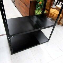 スチールラック 5段 幅88×奥行45×高さ180cm ブラック系 シェルフ スチール棚 収納棚 収納家具 苫小牧西店の画像