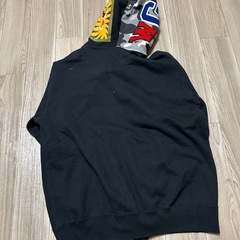 A BATHING APE シャークパーカー フルジップ ブラック カモ柄 Lの画像