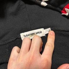 A BATHING APE シャークパーカー フルジップ ブラック カモ柄 Lの画像