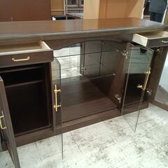リユースのサカイ栃木店★ジモティ割あり★  チェスト ダークブラウン W149×D46.5×H88.2 クリーニング済み TC12071の画像