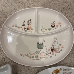 仕切りプレート3枚セット　ムーミンメラミンランチプレート　猫陶器、動物陶器の画像