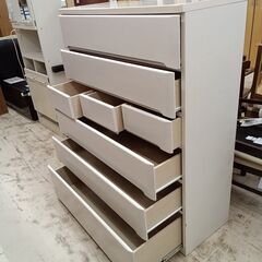 リユースのサカイ栃木店★ジモティ割あり★ NITORI チェスト ホワイト W104.3×D43×H133.8 クリーニング済み TC12073の画像