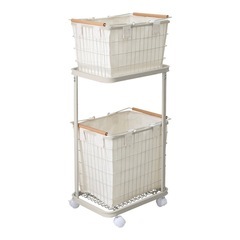 ランドリーバスケット 2段 布つきの画像