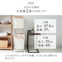 ランドリーバスケット 2段 布つきの画像
