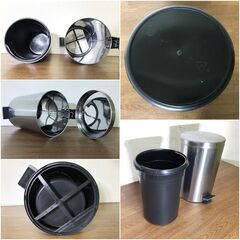 丸型ごみ箱 ステンレス製ペダルペール 中子付き ペダル式ゴミ箱 容量12L　パール金属　除菌清掃済みの画像