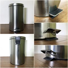 丸型ごみ箱 ステンレス製ペダルペール 中子付き ペダル式ゴミ箱 容量12L　パール金属　除菌清掃済みの画像