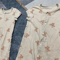 子ども服　ベビー服　80 半袖　ロンパース　くまさん　足あり　セット　双子　の画像