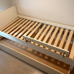 シングルサイズ 2段ベットにもなる引き出し付きベッドフレーム マットレス の画像