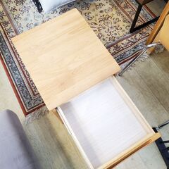 ニトリ アルナス 天然木 フリーテーブル 引出し付き サイドテーブル ナチュラル 木目模様 定価17990円◆横幅40cm奥行45cm高さ50cm◆近隣配送無料 買取帝国 朝霞店の画像