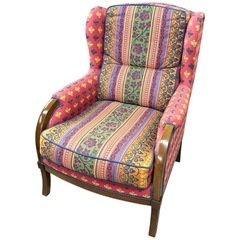 NO.2663 ソファ 1人掛け ソロソファ オットマン付き チェア  家具 中古の画像