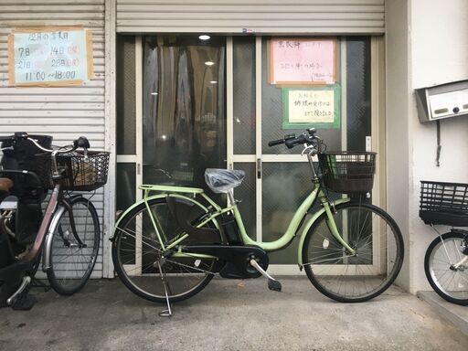 地域限定送料無料ヤマハパスナチュラ12,8AH子供乗せ緑系アシスタビビ