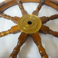 T-074 リサイクル品 木製 操舵輪 直径64cm オブジェ インテリアの画像