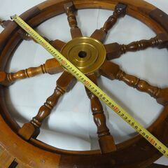 T-074 リサイクル品 木製 操舵輪 直径64cm オブジェ インテリアの画像