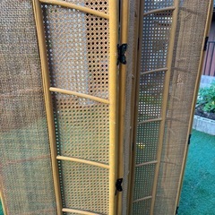 籐　折り畳みパーテーション　3連の画像