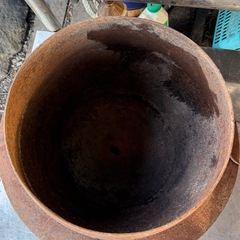 昭和レトロ 羽釜 古民家 古道具 釜 鉄釜 炊き出し かまど アウトドア 調理器具 鍋 蓋無し　アンティーク　時代物の画像