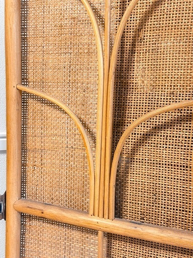 籐家具 パーテション ラタン 衝立 レトロアンティーク 4連 間仕切り丸