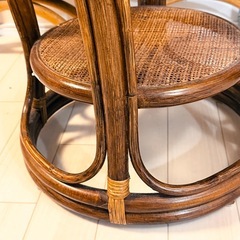 籐家具 パーテション ラタン 衝立 レトロ　アンティーク 4連 間仕切り　丸テーブルの画像