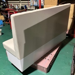 店舗用 背もたれ付き ベンチソファ ホワイト 合皮 業務用 飲食店の画像