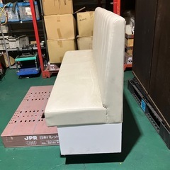店舗用 背もたれ付き ベンチソファ ホワイト 合皮 業務用 飲食店の画像