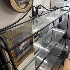 ガラスアイアンラック アイアンシェルフの画像