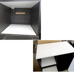 幅90cm ニトリ ミドルレンジボード ポスティア90BK 黒木目調 鏡面仕上げ カウンター 食器棚 キッチンボード 札幌 北20条店の画像