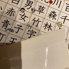 公文　一年生の漢字　ポスター　防水紙　水性ペンで繰り返し練習可能　枠のみ色褪せ有　「一年生のかん字ポスター」の画像