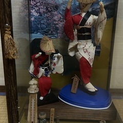 昭和レトロ　ガラスケース入り阿波踊り人形の画像