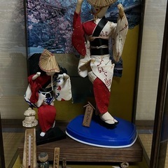 昭和レトロ　ガラスケース入り阿波踊り人形の画像