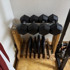 自作ダンベル、プレートラックの画像